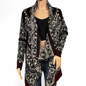 NWT! TOBI Womens Open Cardigan Multi-colored Size XS Geometric Cowl Neck Sweater